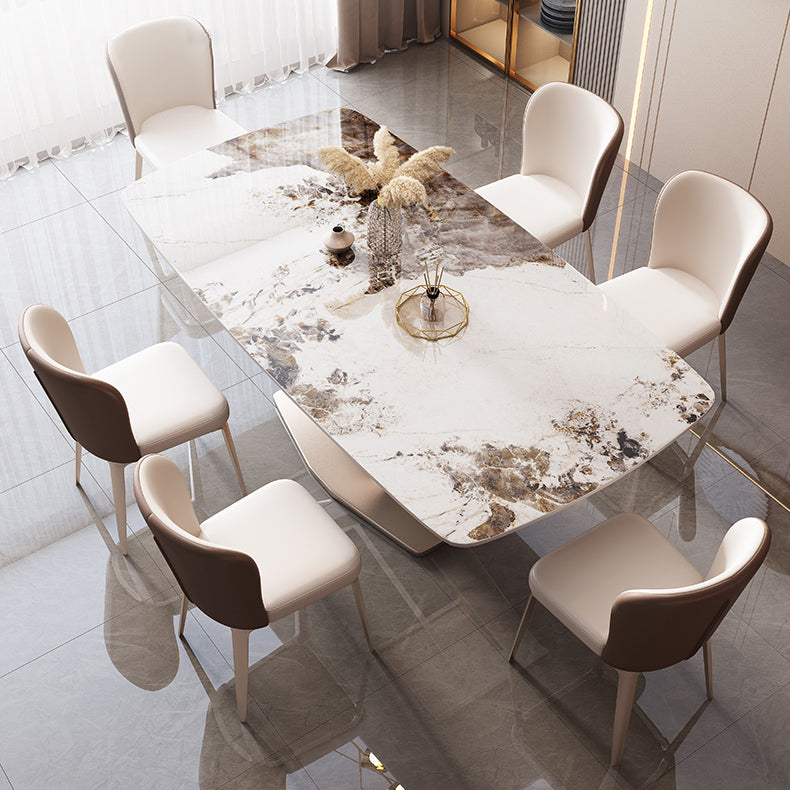 Modern Rectangle Dinette Set 1/2/5/7 Pieces White Sintered Stone Top Dining Table Set Clearhalo 'Dining Room Sets' 'Dining Tables & Seating' 'dining_room_set' 'furn' 'furn_dining_room_set' 'Furniture' 'furniture_dining_room_set' 'Kitchen & Dining Furniture' 5081124