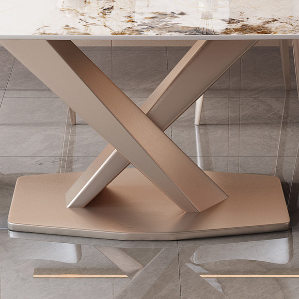 Modern Rectangle Dinette Set 1/2/5/7 Pieces White Sintered Stone Top Dining Table Set Clearhalo 'Dining Room Sets' 'Dining Tables & Seating' 'dining_room_set' 'furn' 'furn_dining_room_set' 'Furniture' 'furniture_dining_room_set' 'Kitchen & Dining Furniture' 5081130