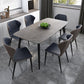 Modern Rectangle Dinette Set 1/2/5/7 Pieces Sintered Stone Top Dining Table Set 7 Pieces: Table, 6 Blue Chairs Clearhalo 'Dining Room Sets' 'Dining Tables & Seating' 'dining_room_set' 'furn' 'furn_dining_room_set' 'Furniture' 'furniture_dining_room_set' 'Kitchen & Dining Furniture' 5081136