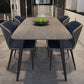 Modern Rectangle Dinette Set 1/2/5/7 Pieces Sintered Stone Top Dining Table Set 5 Pieces: Grey Table, 4 Blue Chairs Clearhalo 'Dining Room Sets' 'Dining Tables & Seating' 'dining_room_set' 'furn' 'furn_dining_room_set' 'Furniture' 'furniture_dining_room_set' 'Kitchen & Dining Furniture' 5081138