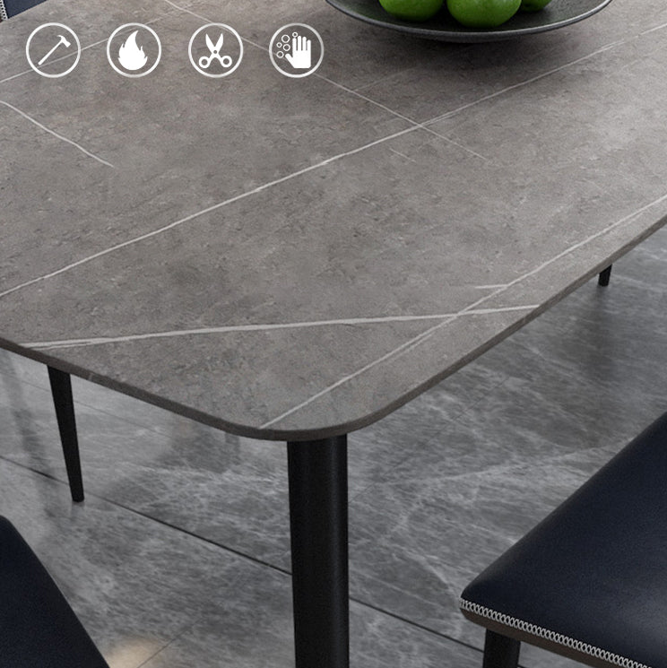 Modern Rectangle Dinette Set 1/2/5/7 Pieces Sintered Stone Top Dining Table Set Clearhalo 'Dining Room Sets' 'Dining Tables & Seating' 'dining_room_set' 'furn' 'furn_dining_room_set' 'Furniture' 'furniture_dining_room_set' 'Kitchen & Dining Furniture' 5081146