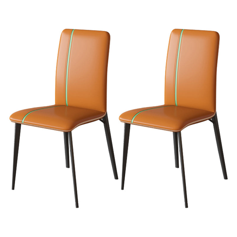 Modern Rectangle Dinette Set 1/2/5/7 Pieces Sintered Stone Top Dining Table Set 2 Orange Chairs Clearhalo 'Dining Room Sets' 'Dining Tables & Seating' 'dining_room_set' 'furn' 'furn_dining_room_set' 'Furniture' 'furniture_dining_room_set' 'Kitchen & Dining Furniture' 5081147