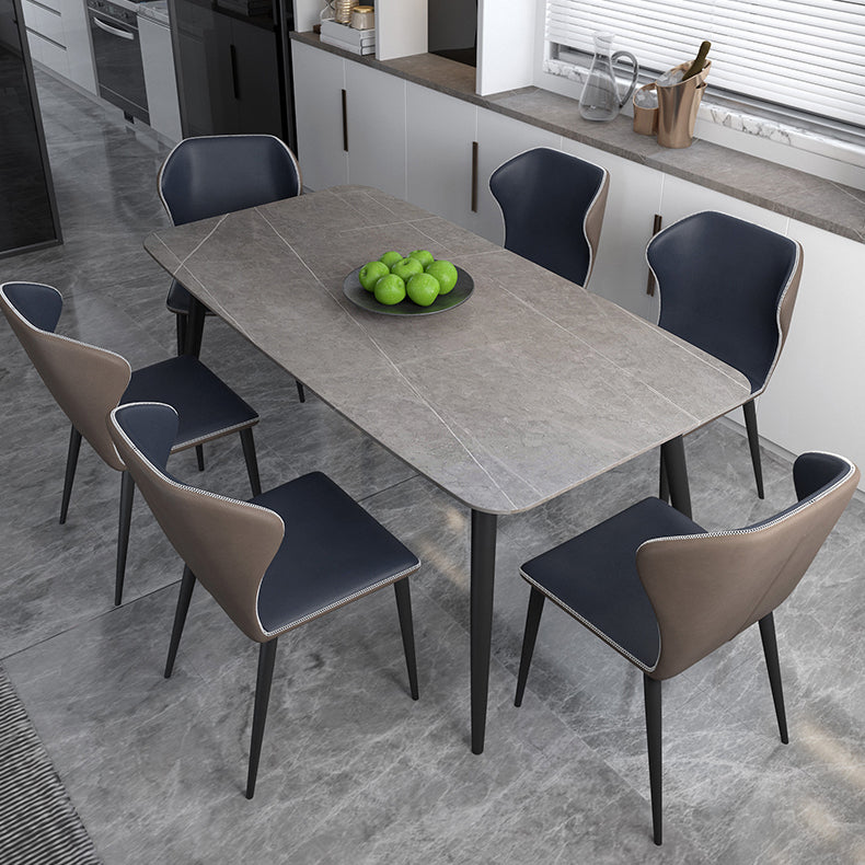 Modern Rectangle Dinette Set 1/2/5/7 Pieces Sintered Stone Top Dining Table Set Clearhalo 'Dining Room Sets' 'Dining Tables & Seating' 'dining_room_set' 'furn' 'furn_dining_room_set' 'Furniture' 'furniture_dining_room_set' 'Kitchen & Dining Furniture' 5081153