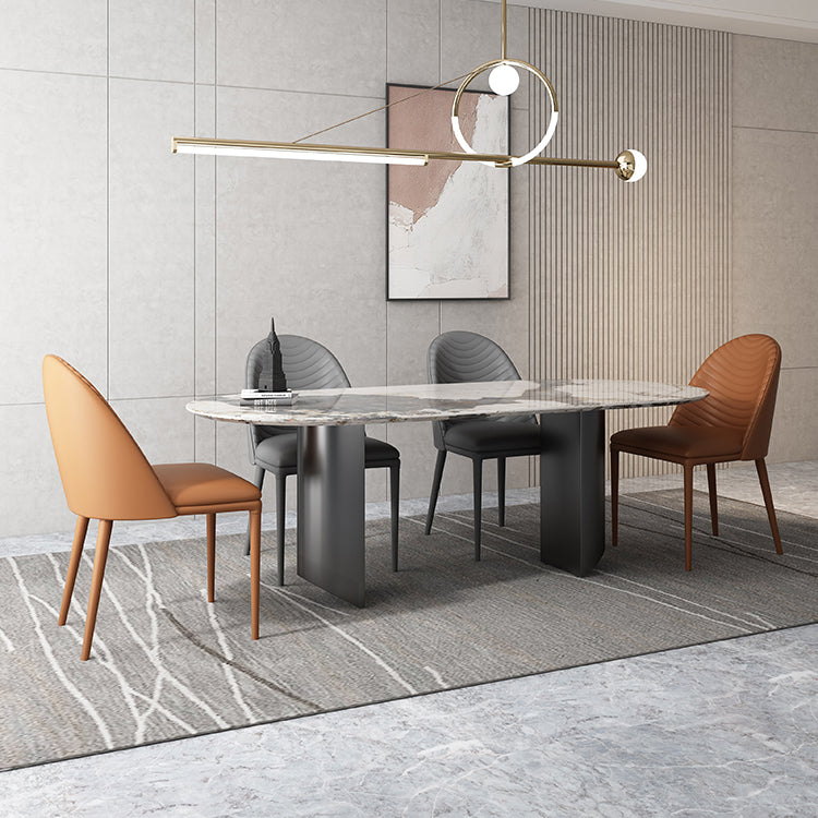 Modern Rectangle Dinette Set 1/4/5/7 Pieces Sintered Stone Top Dining Table Set Clearhalo 'Dining Room Sets' 'Dining Tables & Seating' 'dining_room_set' 'furn' 'furn_dining_room_set' 'Furniture' 'furniture_dining_room_set' 'Kitchen & Dining Furniture' 5081183