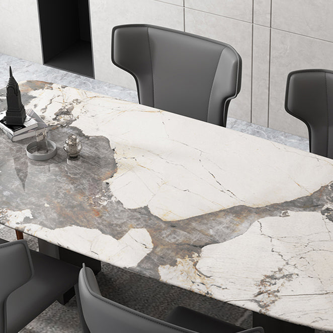 Modern Rectangle Dinette Set 1/4/5/7 Pieces Sintered Stone Top Dining Table Set Clearhalo 'Dining Room Sets' 'Dining Tables & Seating' 'dining_room_set' 'furn' 'furn_dining_room_set' 'Furniture' 'furniture_dining_room_set' 'Kitchen & Dining Furniture' 5081189