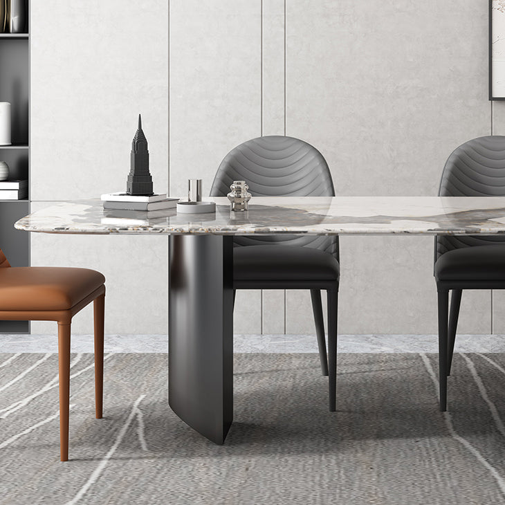 Modern Rectangle Dinette Set 1/4/5/7 Pieces Sintered Stone Top Dining Table Set Clearhalo 'Dining Room Sets' 'Dining Tables & Seating' 'dining_room_set' 'furn' 'furn_dining_room_set' 'Furniture' 'furniture_dining_room_set' 'Kitchen & Dining Furniture' 5081191