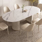 Modern Leatherwear Dining Table Set 1/4/5/7 Pieces White Sintered Stone Top Dinette Set 7 Pieces: Table, 6 Chairs Clearhalo 'Dining Room Sets' 'Dining Tables & Seating' 'dining_room_set' 'furn' 'furn_dining_room_set' 'Furniture' 'furniture_dining_room_set' 'Kitchen & Dining Furniture' 5081203