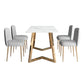 Glam Iron Dinette Set 1/2/5 Pieces Rectangle Dining Table Set with White Sintered Stone Clearhalo 'Dining Room Sets' 'Dining Tables & Seating' 'dining_room_set' 'furn' 'furn_dining_room_set' 'Furniture' 'furniture_dining_room_set' 'Kitchen & Dining Furniture' 5081231