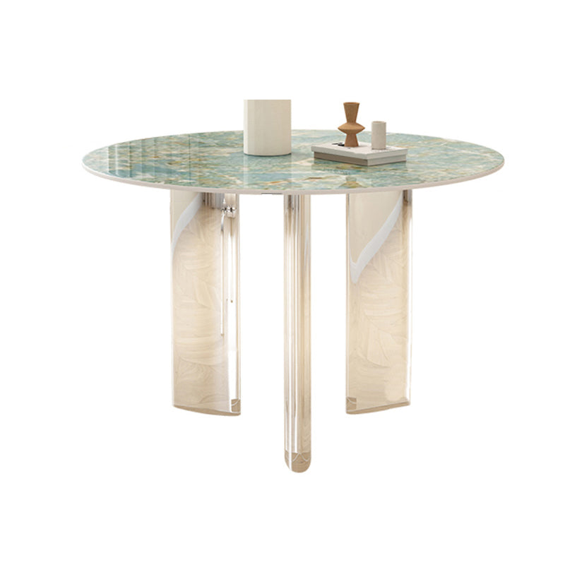 Modern Acrylic Dining Table Set 1/4/5/7 Pieces Rectangle Sintered Stone Top Dinette Set White 39"L x 39"W Clearhalo 'Dining Room Sets' 'Dining Tables & Seating' 'dining_room_set' 'furn' 'furn_dining_room_set' 'Furniture' 'furniture_dining_room_set' 'Kitchen & Dining Furniture' 5081243