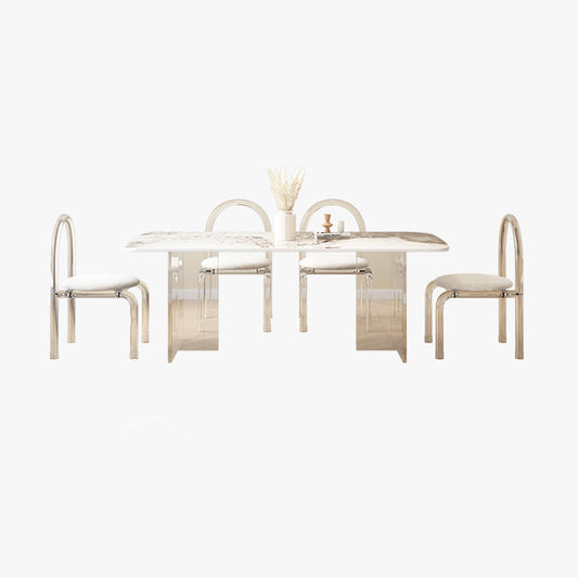 Modern Acrylic Dining Table Set 1/4/5/7 Pieces Rectangle Sintered Stone Top Dinette Set Clearhalo 'Dining Room Sets' 'Dining Tables & Seating' 'dining_room_set' 'furn' 'furn_dining_room_set' 'Furniture' 'furniture_dining_room_set' 'Kitchen & Dining Furniture' 5081251