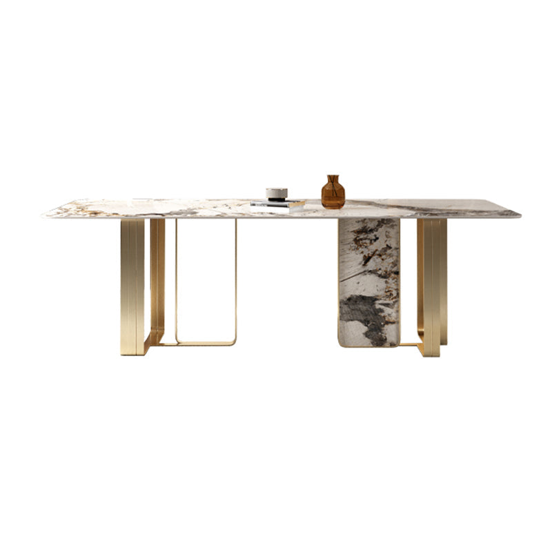 Luxury Sintered Stone Top Dining Set Rectangle 1/3/5/6 Pieces Dining Room Table Set White 70.9"L x 35.4"W Clearhalo 'Dining Room Sets' 'Dining Tables & Seating' 'dining_room_set' 'furn' 'furn_dining_room_set' 'Furniture' 'furniture_dining_room_set' 'Kitchen & Dining Furniture' 5081258