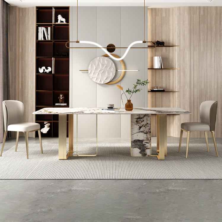 Luxury Sintered Stone Top Dining Set Rectangle 1/3/5/6 Pieces Dining Room Table Set 3 Pieces: Table, 2 Chairs Clearhalo 'Dining Room Sets' 'Dining Tables & Seating' 'dining_room_set' 'furn' 'furn_dining_room_set' 'Furniture' 'furniture_dining_room_set' 'Kitchen & Dining Furniture' 5081260