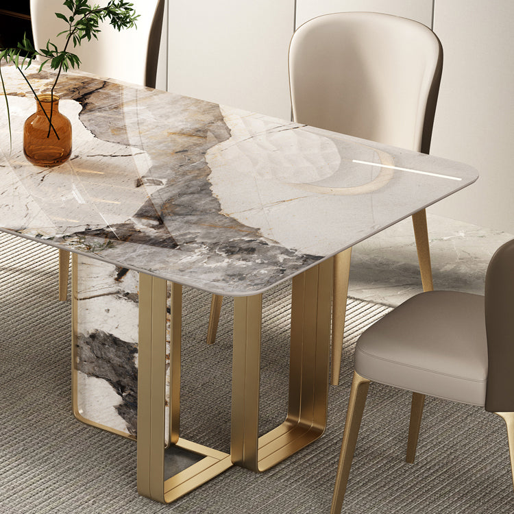 Luxury Sintered Stone Top Dining Set Rectangle 1/3/5/6 Pieces Dining Room Table Set Clearhalo 'Dining Room Sets' 'Dining Tables & Seating' 'dining_room_set' 'furn' 'furn_dining_room_set' 'Furniture' 'furniture_dining_room_set' 'Kitchen & Dining Furniture' 5081264