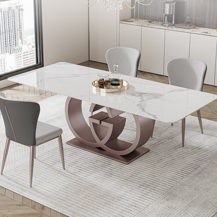Designer Style Sintered Stone Dining Set Rectangle 1/3/4/7 Pieces Dining Room Table Set Clearhalo 'Dining Room Sets' 'Dining Tables & Seating' 'dining_room_set' 'furn' 'furn_dining_room_set' 'Furniture' 'furniture_dining_room_set' 'Kitchen & Dining Furniture' 5081278
