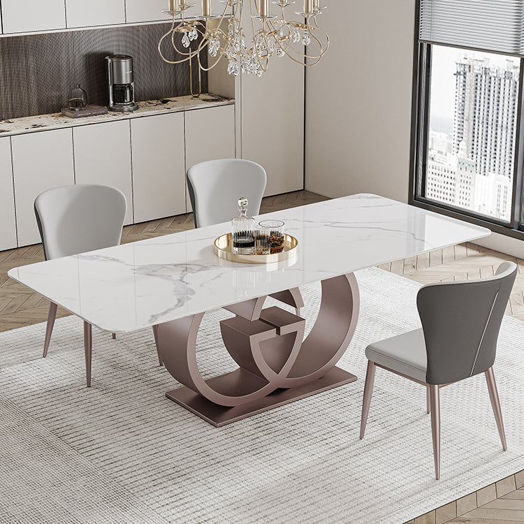Designer Style Sintered Stone Dining Set Rectangle 1/3/4/7 Pieces Dining Room Table Set Clearhalo 'Dining Room Sets' 'Dining Tables & Seating' 'dining_room_set' 'furn' 'furn_dining_room_set' 'Furniture' 'furniture_dining_room_set' 'Kitchen & Dining Furniture' 5081284