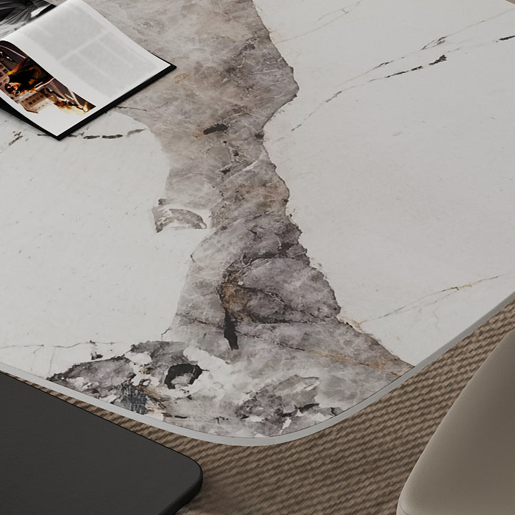 Designer Style Sintered Stone Dining Set Rectangle 1/3/4/6/7 Pieces Dining Room Table Set Clearhalo 'Dining Room Sets' 'Dining Tables & Seating' 'dining_room_set' 'furn' 'furn_dining_room_set' 'Furniture' 'furniture_dining_room_set' 'Kitchen & Dining Furniture' 5081296