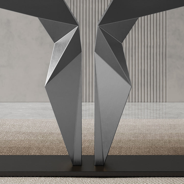 Designer Style Sintered Stone Dining Set Rectangle 1/3/4/6/7 Pieces Dining Room Table Set Clearhalo 'Dining Room Sets' 'Dining Tables & Seating' 'dining_room_set' 'furn' 'furn_dining_room_set' 'Furniture' 'furniture_dining_room_set' 'Kitchen & Dining Furniture' 5081297