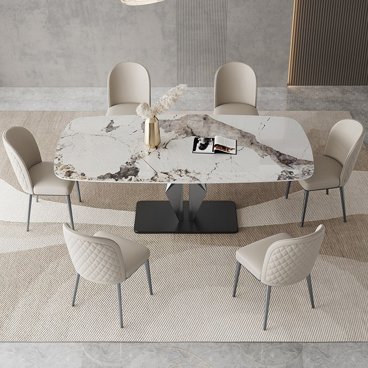 Designer Style Sintered Stone Dining Set Rectangle 1/3/4/6/7 Pieces Dining Room Table Set Clearhalo 'Dining Room Sets' 'Dining Tables & Seating' 'dining_room_set' 'furn' 'furn_dining_room_set' 'Furniture' 'furniture_dining_room_set' 'Kitchen & Dining Furniture' 5081300