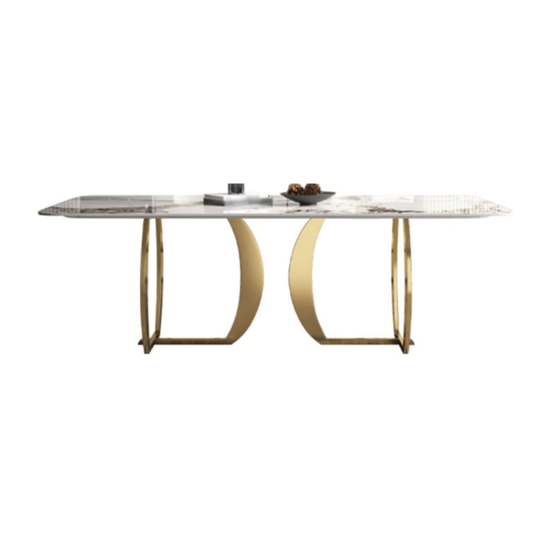Designer Style Sintered Stone Top Dining Set Rectangle 1/2/5/7 Pieces Dining Table Set White 102"L x 47"W Clearhalo 'Dining Room Sets' 'Dining Tables & Seating' 'dining_room_set' 'furn' 'furn_dining_room_set' 'Furniture' 'furniture_dining_room_set' 'Kitchen & Dining Furniture' 5081308