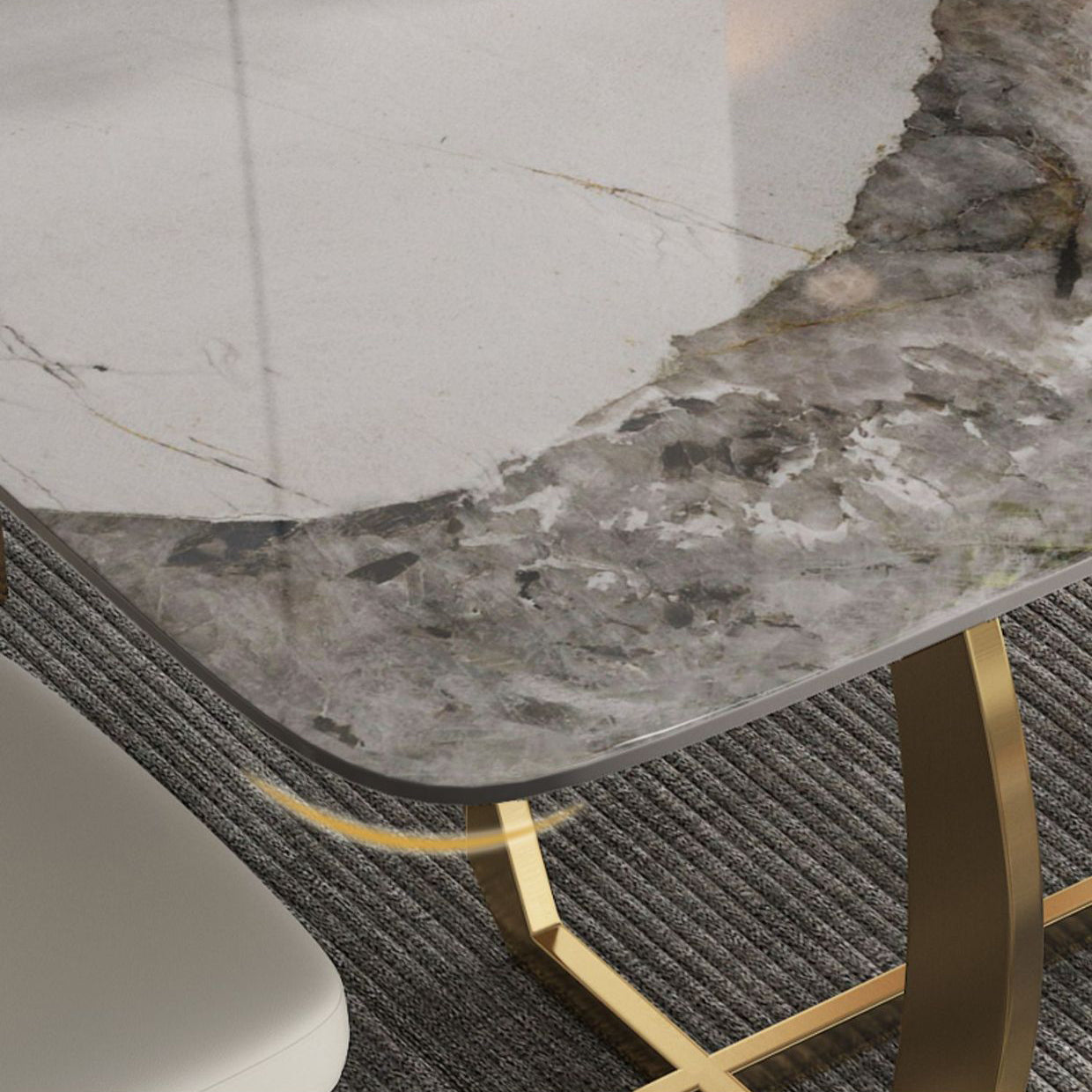 Designer Style Sintered Stone Top Dining Set Rectangle 1/2/5/7 Pieces Dining Table Set Clearhalo 'Dining Room Sets' 'Dining Tables & Seating' 'dining_room_set' 'furn' 'furn_dining_room_set' 'Furniture' 'furniture_dining_room_set' 'Kitchen & Dining Furniture' 5081316