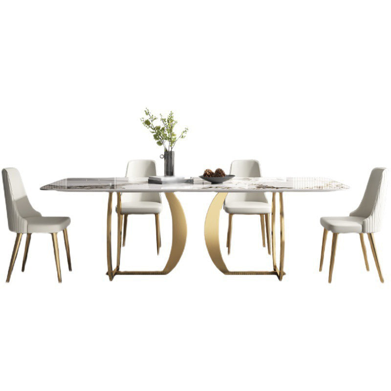 Designer Style Sintered Stone Top Dining Set Rectangle 1/2/5/7 Pieces Dining Table Set Clearhalo 'Dining Room Sets' 'Dining Tables & Seating' 'dining_room_set' 'furn' 'furn_dining_room_set' 'Furniture' 'furniture_dining_room_set' 'Kitchen & Dining Furniture' 5081318