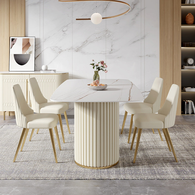 Nordic Sintered Stone Top Dining Set Rectangle 1/2/5/7 Pieces Dining Room Table Set Clearhalo 'Dining Room Sets' 'Dining Tables & Seating' 'dining_room_set' 'furn' 'furn_dining_room_set' 'Furniture' 'furniture_dining_room_set' 'Kitchen & Dining Furniture' 5081341