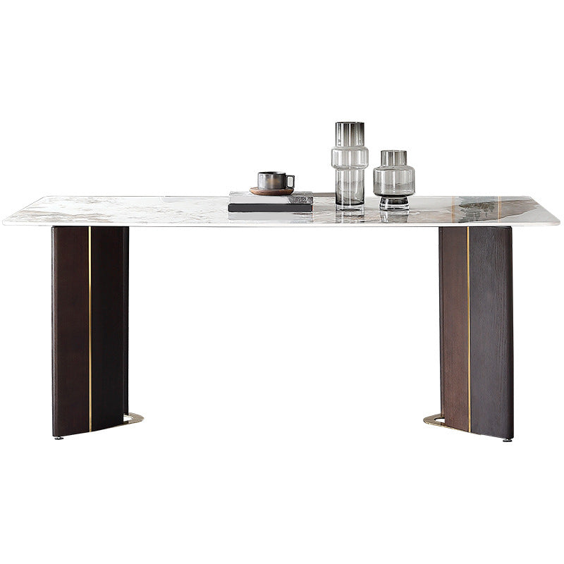 Designer Style Sintered Stone Dining Set Rectangle 1/2/5/7 Pieces Dining Table Set White 87"L x 39"W Clearhalo 'Dining Room Sets' 'Dining Tables & Seating' 'dining_room_set' 'furn' 'furn_dining_room_set' 'Furniture' 'furniture_dining_room_set' 'Kitchen & Dining Furniture' 5081352