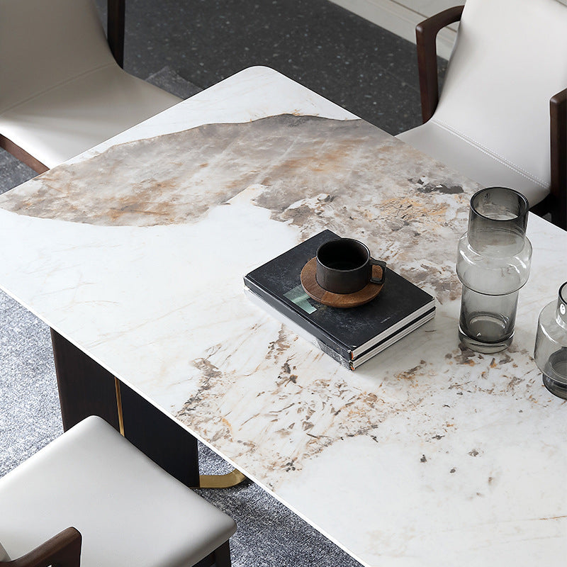 Designer Style Sintered Stone Dining Set Rectangle 1/2/5/7 Pieces Dining Table Set Clearhalo 'Dining Room Sets' 'Dining Tables & Seating' 'dining_room_set' 'furn' 'furn_dining_room_set' 'Furniture' 'furniture_dining_room_set' 'Kitchen & Dining Furniture' 5081358