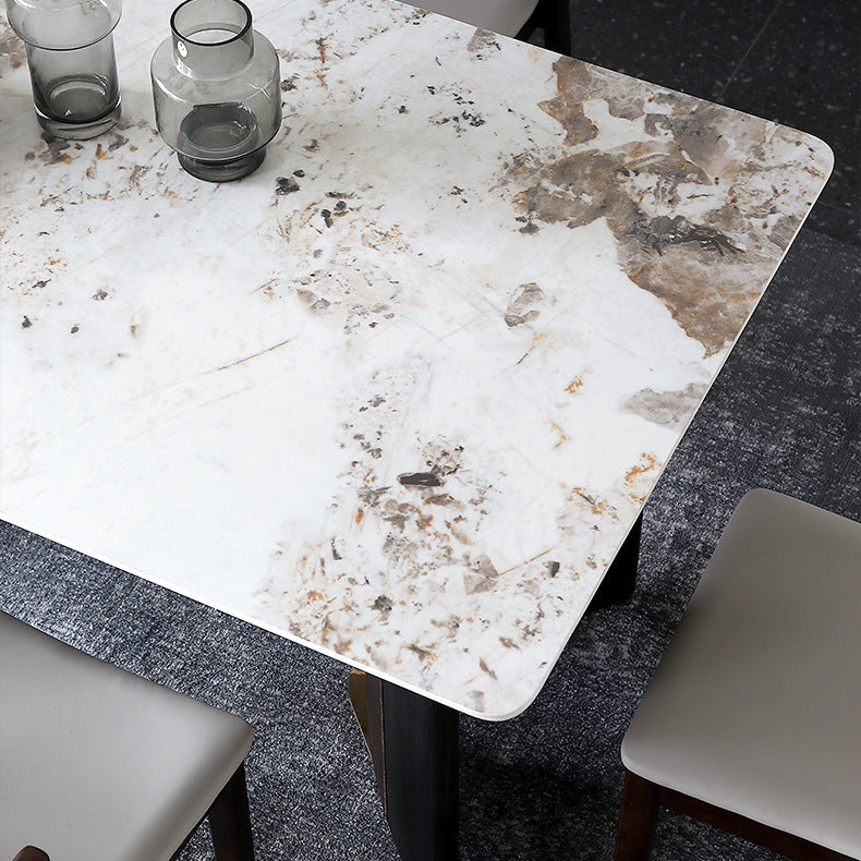 Designer Style Sintered Stone Dining Set Rectangle 1/2/5/7 Pieces Dining Table Set Clearhalo 'Dining Room Sets' 'Dining Tables & Seating' 'dining_room_set' 'furn' 'furn_dining_room_set' 'Furniture' 'furniture_dining_room_set' 'Kitchen & Dining Furniture' 5081359