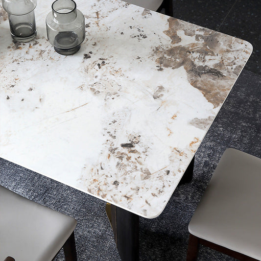 Designer Style Sintered Stone Dining Set Rectangle 1/2/5/7 Pieces Dining Table Set Clearhalo 'Dining Room Sets' 'Dining Tables & Seating' 'dining_room_set' 'furn' 'furn_dining_room_set' 'Furniture' 'furniture_dining_room_set' 'Kitchen & Dining Furniture' 5081359