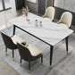 Metal Tripod Base Dining Table Modern Rectangle Stone Dining table in White Clearhalo 'Dining Tables & Seating' 'Dining Tables' 'dining_table' 'furn' 'furn_dining_table' 'Furniture' 'furniture_dining_table' 'Kitchen & Dining Furniture' 5081371