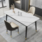 Metal Tripod Base Dining Table Modern Rectangle Stone Dining table in White Matte White 63"L x 31.5"W x 29.5"H Without Chairs Clearhalo 'Dining Tables & Seating' 'Dining Tables' 'dining_table' 'furn' 'furn_dining_table' 'Furniture' 'furniture_dining_table' 'Kitchen & Dining Furniture' 5081373