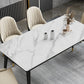 Metal Tripod Base Dining Table Modern Rectangle Stone Dining table in White Clearhalo 'Dining Tables & Seating' 'Dining Tables' 'dining_table' 'furn' 'furn_dining_table' 'Furniture' 'furniture_dining_table' 'Kitchen & Dining Furniture' 5081375