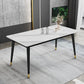 Metal Tripod Base Dining Table Modern Rectangle Stone Dining table in White Clearhalo 'Dining Tables & Seating' 'Dining Tables' 'dining_table' 'furn' 'furn_dining_table' 'Furniture' 'furniture_dining_table' 'Kitchen & Dining Furniture' 5081376