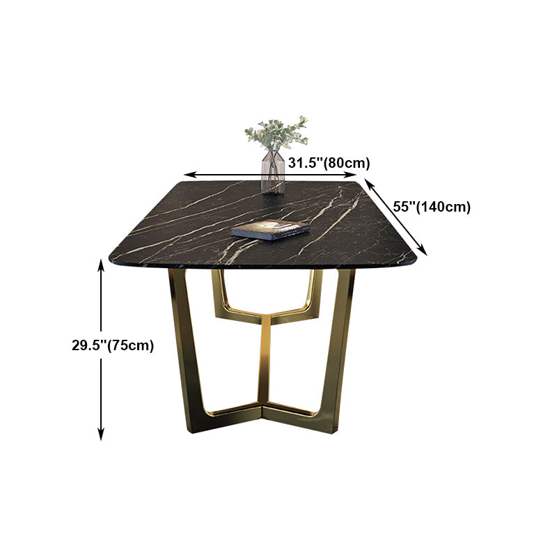 Rectangle Trestle Counter Luxury Table Black Fixed Table of Sintered Stone Clearhalo 'Dining Tables & Seating' 'Dining Tables' 'dining_table' 'furn' 'furn_dining_table' 'Furniture' 'furniture_dining_table' 'Kitchen & Dining Furniture' 5081410