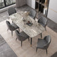 Rectangle Shape Luxury Dining Table Grey Fixed Table with Sintered Stone 55.1"L x 31.5"W x 29.5"H Without Chairs Clearhalo 'Dining Tables & Seating' 'Dining Tables' 'dining_table' 'furn' 'furn_dining_table' 'Furniture' 'furniture_dining_table' 'Kitchen & Dining Furniture' 5081430