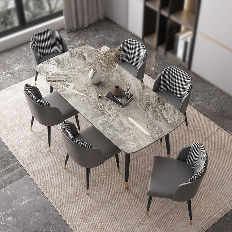 Rectangle Shape Luxury Dining Table Grey Fixed Table with Sintered Stone 55.1"L x 31.5"W x 29.5"H Without Chairs Clearhalo 'Dining Tables & Seating' 'Dining Tables' 'dining_table' 'furn' 'furn_dining_table' 'Furniture' 'furniture_dining_table' 'Kitchen & Dining Furniture' 5081430