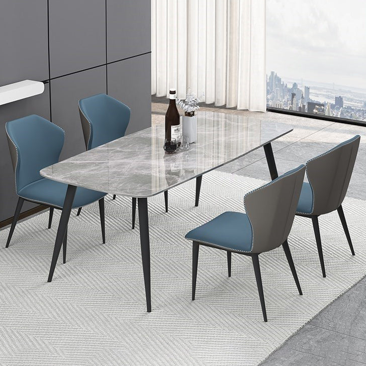 Rectangle Grey Tone Dining Table Sintered Stone Table Simplicity with 4 Legs 55.1"L x 31.5"W x 29.5"H Without Chairs Clearhalo 'Dining Tables & Seating' 'Dining Tables' 'dining_table' 'furn' 'furn_dining_table' 'Furniture' 'furniture_dining_table' 'Kitchen & Dining Furniture' 5081444