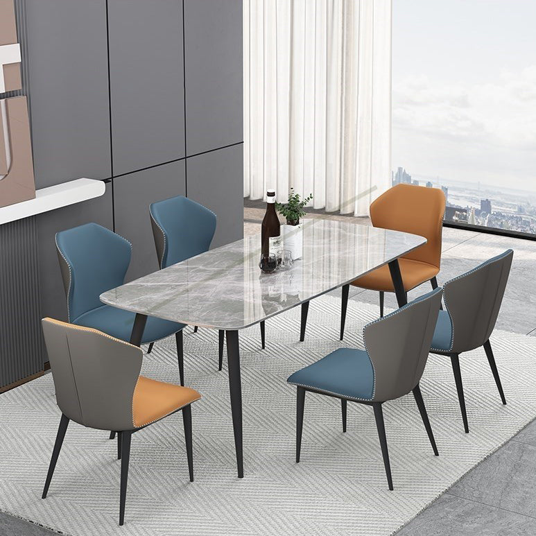 Rectangle Grey Tone Dining Table Sintered Stone Table Simplicity with 4 Legs 47.2"L x 23.6"W x 29.5"H Without Chairs Clearhalo 'Dining Tables & Seating' 'Dining Tables' 'dining_table' 'furn' 'furn_dining_table' 'Furniture' 'furniture_dining_table' 'Kitchen & Dining Furniture' 5081445