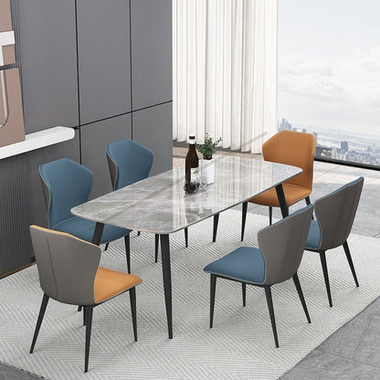 Rectangle Grey Tone Dining Table Sintered Stone Table Simplicity with 4 Legs 47.2"L x 23.6"W x 29.5"H Without Chairs Clearhalo 'Dining Tables & Seating' 'Dining Tables' 'dining_table' 'furn' 'furn_dining_table' 'Furniture' 'furniture_dining_table' 'Kitchen & Dining Furniture' 5081445