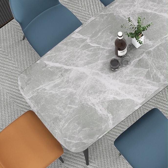 Rectangle Grey Tone Dining Table Sintered Stone Table Simplicity with 4 Legs Clearhalo 'Dining Tables & Seating' 'Dining Tables' 'dining_table' 'furn' 'furn_dining_table' 'Furniture' 'furniture_dining_table' 'Kitchen & Dining Furniture' 5081449