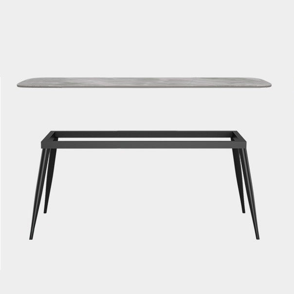 Rectangle Grey Tone Dining Table Sintered Stone Table Simplicity with 4 Legs Clearhalo 'Dining Tables & Seating' 'Dining Tables' 'dining_table' 'furn' 'furn_dining_table' 'Furniture' 'furniture_dining_table' 'Kitchen & Dining Furniture' 5081451