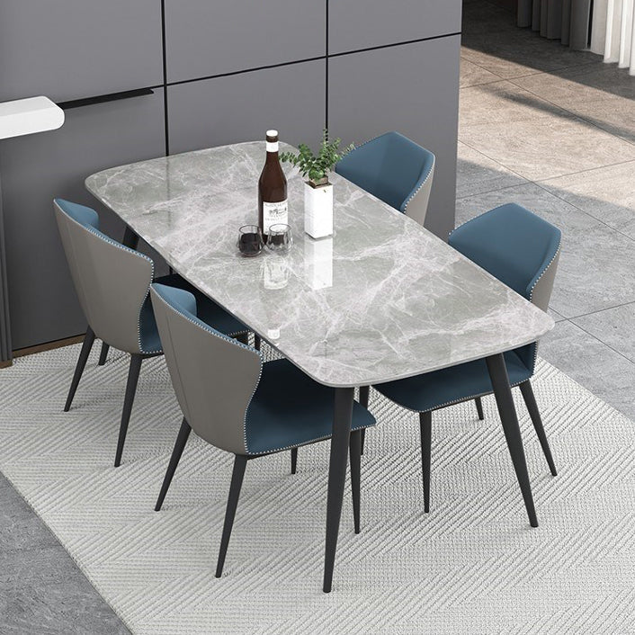 Rectangle Grey Tone Dining Table Sintered Stone Table Simplicity with 4 Legs Clearhalo 'Dining Tables & Seating' 'Dining Tables' 'dining_table' 'furn' 'furn_dining_table' 'Furniture' 'furniture_dining_table' 'Kitchen & Dining Furniture' 5081453