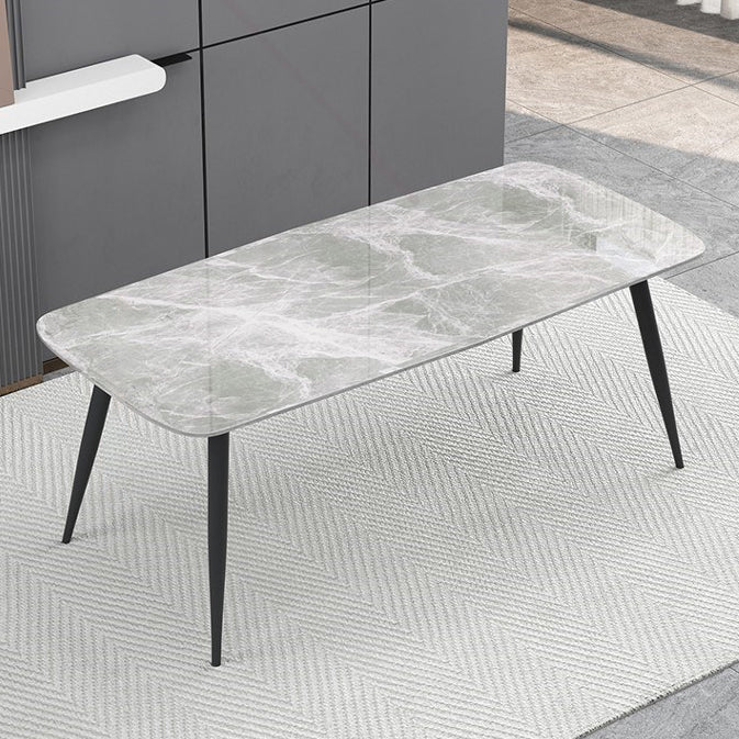 Rectangle Grey Tone Dining Table Sintered Stone Table Simplicity with 4 Legs Clearhalo 'Dining Tables & Seating' 'Dining Tables' 'dining_table' 'furn' 'furn_dining_table' 'Furniture' 'furniture_dining_table' 'Kitchen & Dining Furniture' 5081454