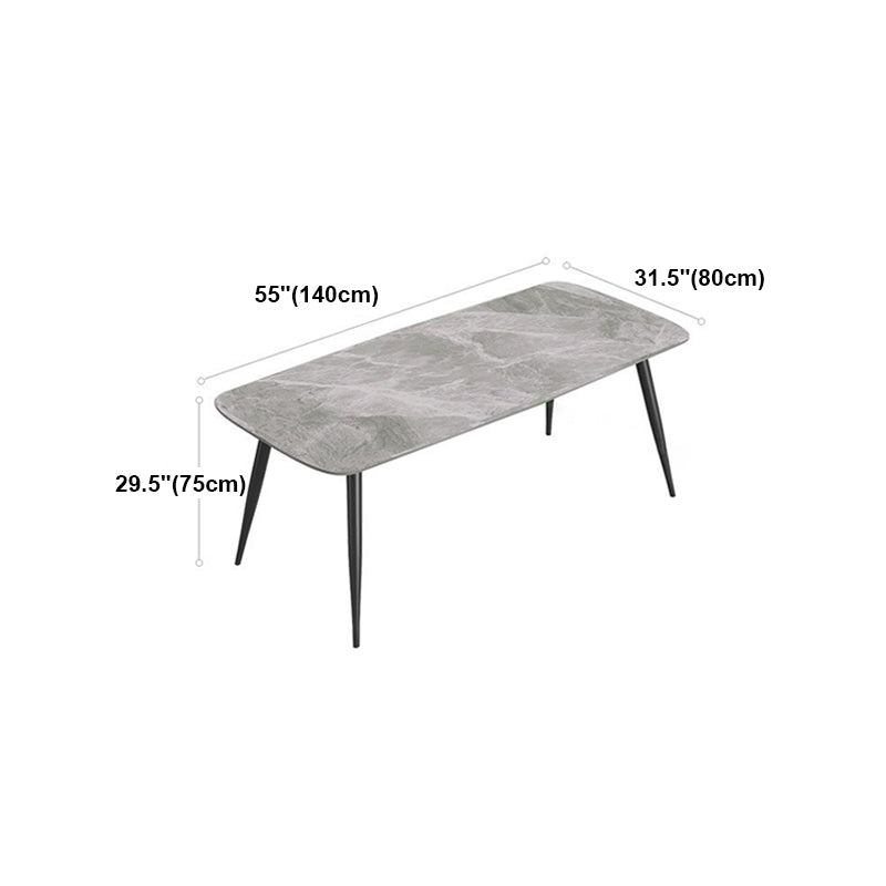 Rectangle Grey Tone Dining Table Sintered Stone Table Simplicity with 4 Legs Clearhalo 'Dining Tables & Seating' 'Dining Tables' 'dining_table' 'furn' 'furn_dining_table' 'Furniture' 'furniture_dining_table' 'Kitchen & Dining Furniture' 5081457