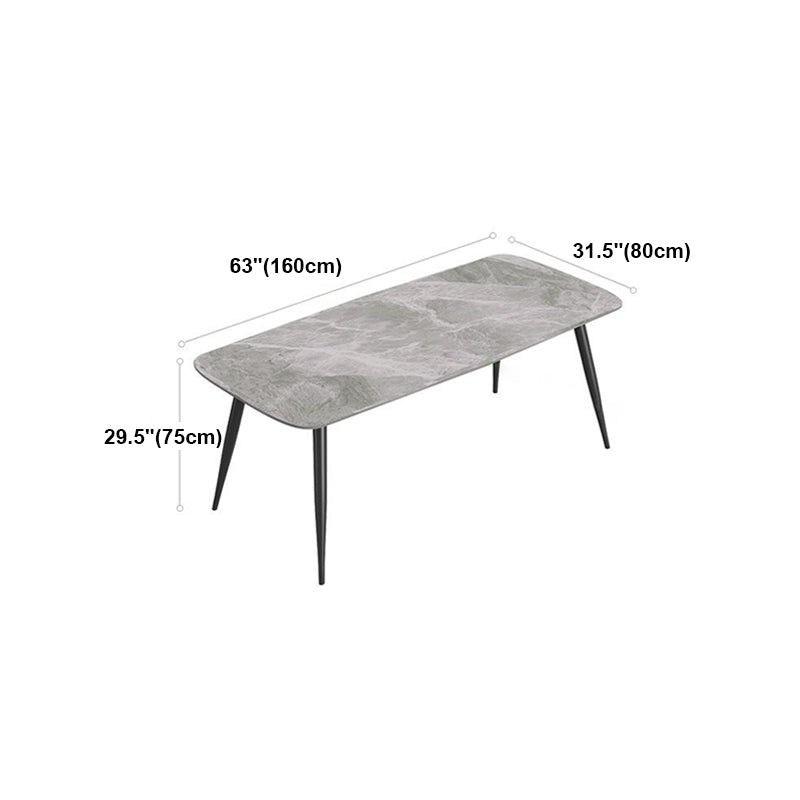 Rectangle Grey Tone Dining Table Sintered Stone Table Simplicity with 4 Legs Clearhalo 'Dining Tables & Seating' 'Dining Tables' 'dining_table' 'furn' 'furn_dining_table' 'Furniture' 'furniture_dining_table' 'Kitchen & Dining Furniture' 5081458
