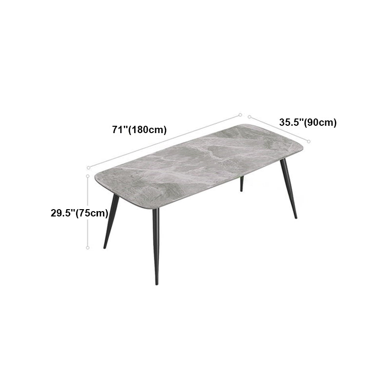 Rectangle Grey Tone Dining Table Sintered Stone Table Simplicity with 4 Legs Clearhalo 'Dining Tables & Seating' 'Dining Tables' 'dining_table' 'furn' 'furn_dining_table' 'Furniture' 'furniture_dining_table' 'Kitchen & Dining Furniture' 5081459