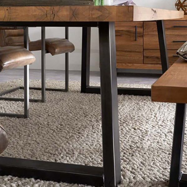 Metal Industrial Rectangle Table Pine Solid Wood Top Dining Table with Sled Base Clearhalo 'Dining Tables & Seating' 'Dining Tables' 'dining_table' 'furn' 'furn_dining_table' 'Furniture' 'furniture_dining_table' 'Kitchen & Dining Furniture' 5081482