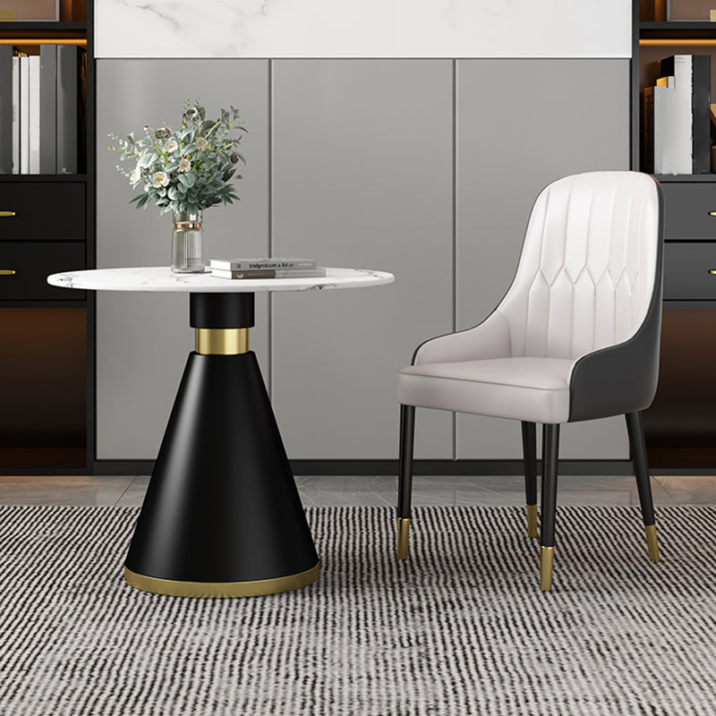 Metal Modern Round Dining Table Sintered Stone Table for Dining Room and Kitchen 31.5"L x 31.5"W x 29.5"H Without Chairs Clearhalo 'Dining Tables & Seating' 'Dining Tables' 'dining_table' 'furn' 'furn_dining_table' 'Furniture' 'furniture_dining_table' 'Kitchen & Dining Furniture' 5081489