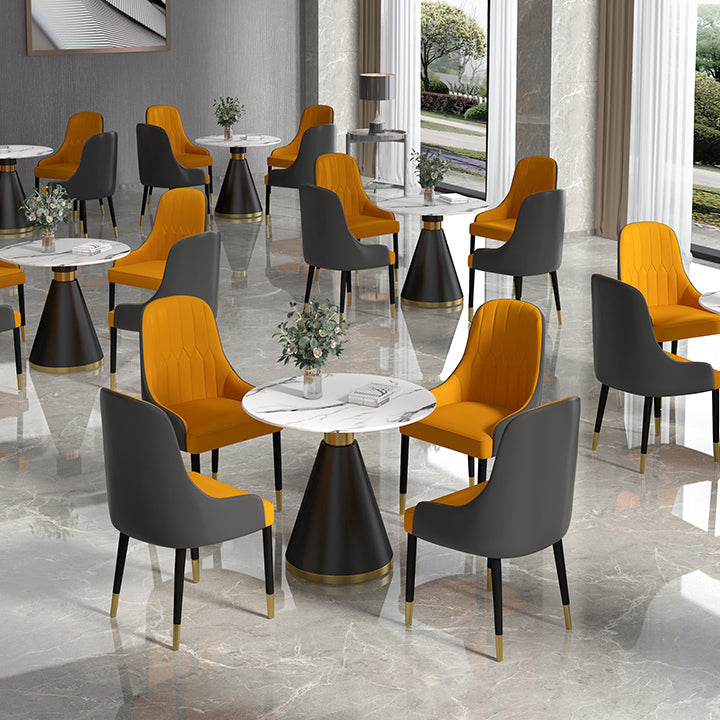 Metal Modern Round Dining Table Sintered Stone Table for Dining Room and Kitchen Clearhalo 'Dining Tables & Seating' 'Dining Tables' 'dining_table' 'furn' 'furn_dining_table' 'Furniture' 'furniture_dining_table' 'Kitchen & Dining Furniture' 5081495
